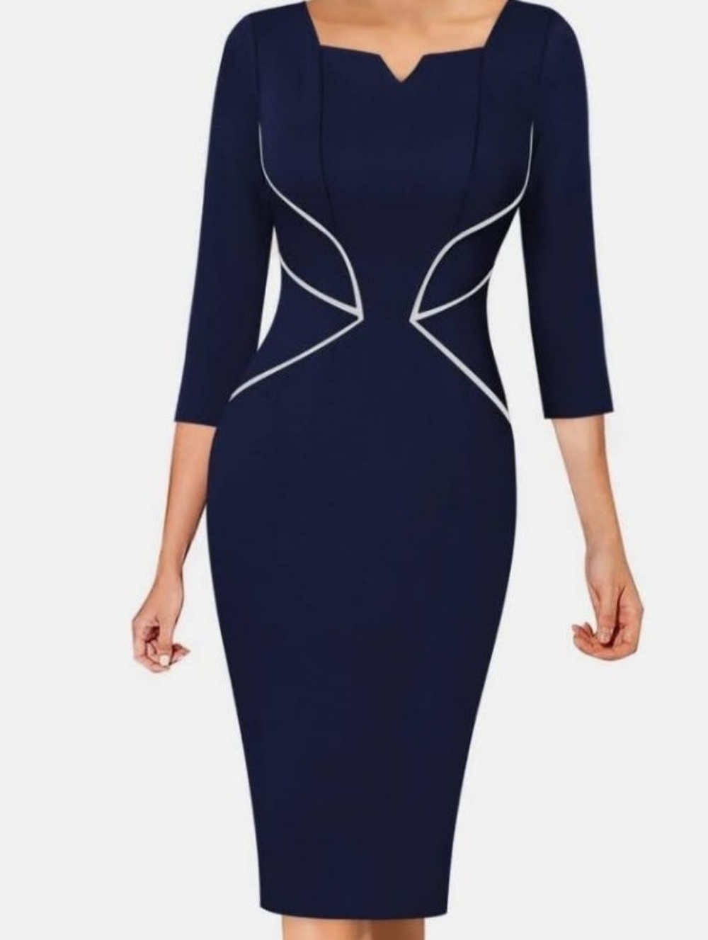NEW Navy Blue Pencil Sheath Knee-Length Dress Mother's Day Wedding Office Size S